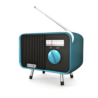 analoges Kabel, digitales Kabel, Radio, Radioempfang — © 3d illustration of a turquoise retro radio