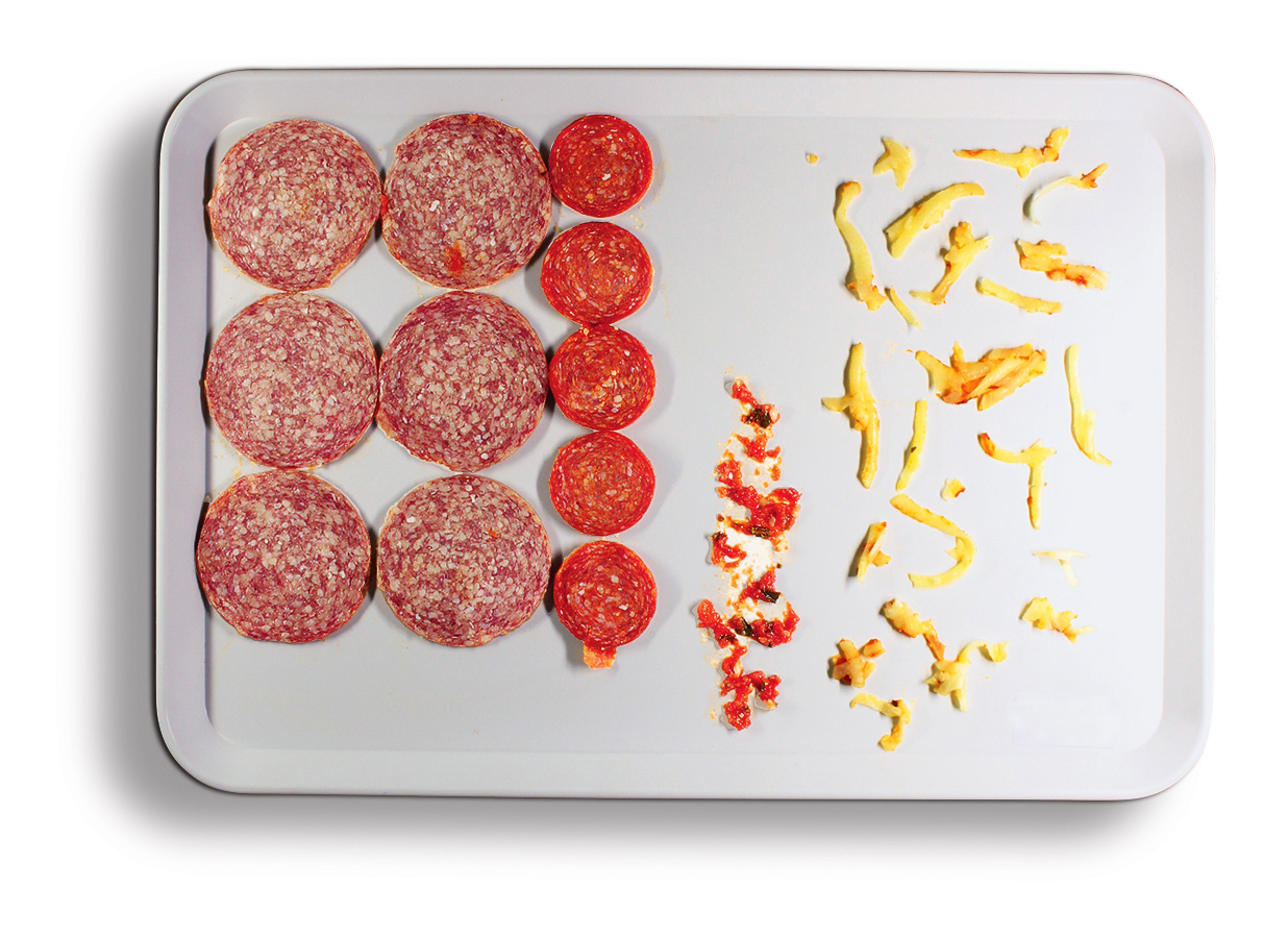 © Zwei Salamisorten: Die Präparation bestätigt die Deklaration der Pizza von Eisman.